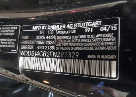 2015 Mercedes-Benz Cla 250 4Matic z USA, uszkodzony, nr VIN WDDSJ4GB2FN221329